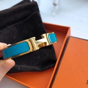 Hermes Clic Clac H Enamel Bracelet Bleu Indien